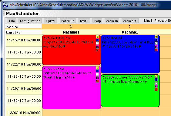 Color coded job scheduling